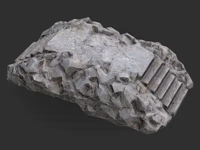 Stairs stone staircase 02 Low-poly 3D model