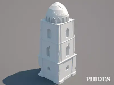 Ancient tower ruins low poly untextured Low-poly 3D model