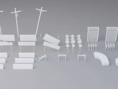 Apocalypse Street Set - Post Apocalyptic 3D Models Low-poly 3D model