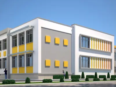 school Low-poly 3D model