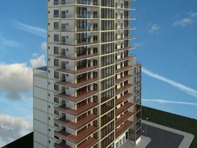 Hotel with 18 floors  3D model