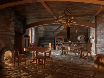 Medieval Interior Set Low-poly 3D model