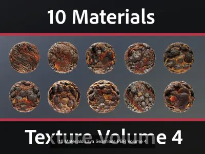 30 Materials Lava Seamless PBR Bundle 2 Texture