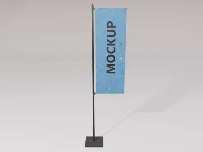 Vertical Banner Flag Mockup 3D model