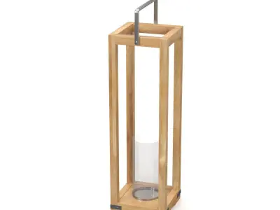 Open Wood Hurricane Lantern PBR 3D model