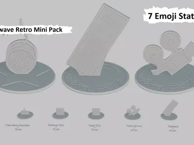 Vaporwave Retro Mini Pack Emoji Statues 3D print model