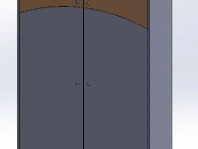 Four Door Wardrobe 3D Model with Curved Panel Accent Free 3D model