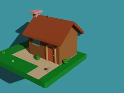 cartoon house  Free low-poly 3D model