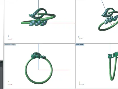 Solitaire Wedding Engagement Women Light Weight Bypass Rings 3D print model