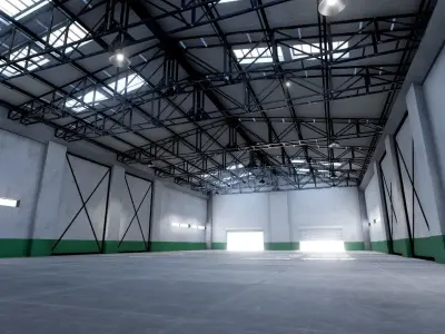 Warehouse interior unity Low-poly 3D model