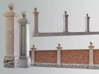 classic fence PIERS FOR GATES 3D model