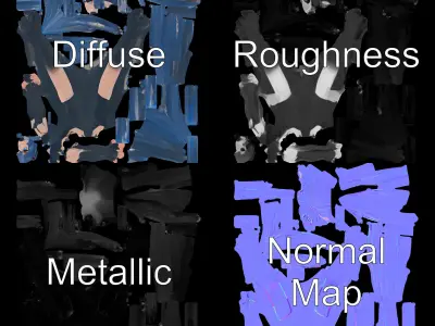 Anime Style BlueHaired Rigged and Animated Character Model Low-poly 3D model