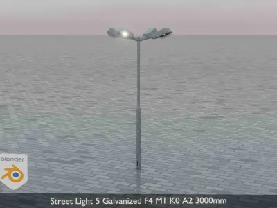 Street Light 5 Galvanized F4 M1 K0 A2 3000mm Low-poly 3D model