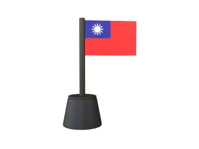 Cartoon Taiwan Flag v2 001 Low-poly 3D model