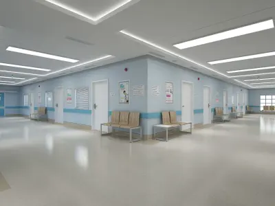 Hospital Corridor and Furniture 3D model