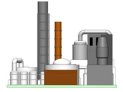 Oil or Gas Fossil Fuel Refinery 3D model