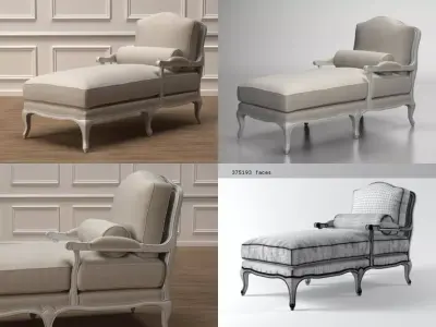 French Vintage chaise 3D model