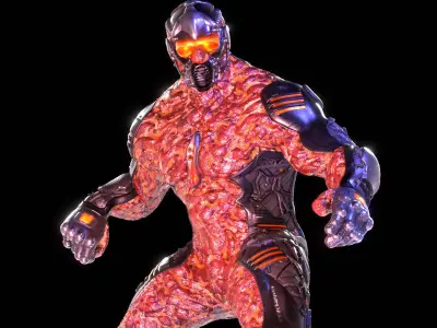 MechOrg Humanoid Cyborg Creature Rigged 3D Character Low-poly 3D model