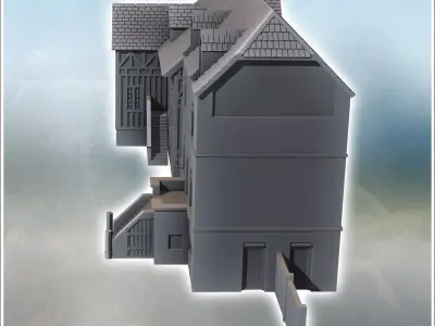 Set of two houses from Sword Beach Ouistreham Normandy France -  3D print model