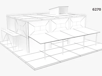 Warehouse - Low Poly industrial building with roof Low-poly 3D model