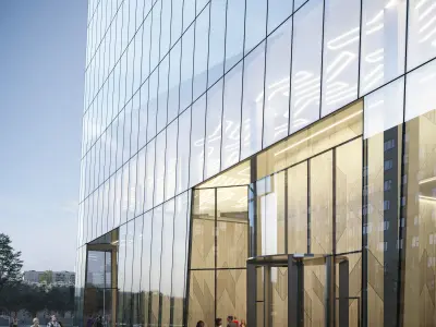 Skyscraper 3d model at night 3D model