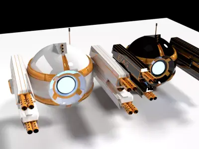 Scifi Armed Drone Low-poly 3D model