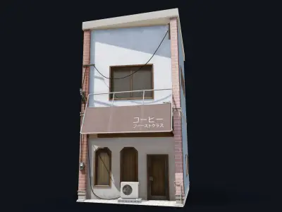Coffee Shop of Kyoto Low-poly 3D model
