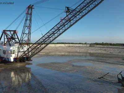  Patriot Mining Dragline With Long Boom White Rigged for Cinema 4D 
