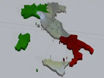 Italy map in 3D 3D model