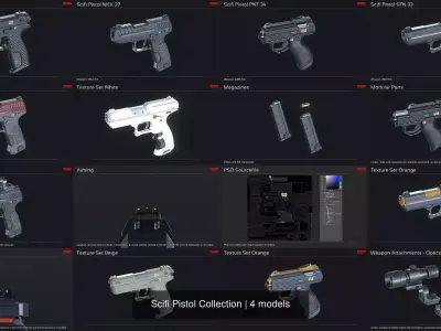 Scifi Pistol Collection 3D Model Pack