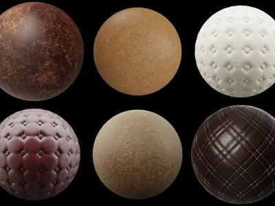 Pack 6 Leather modern furniture PBR 4K Texture