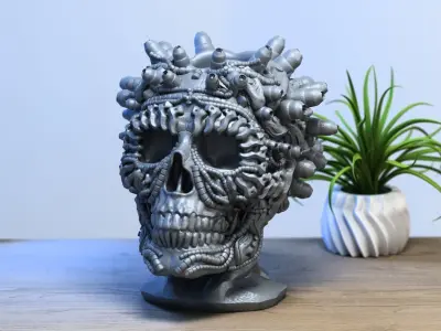 Robot Skull pen holder Cyborg pen holder 3D print model buy
