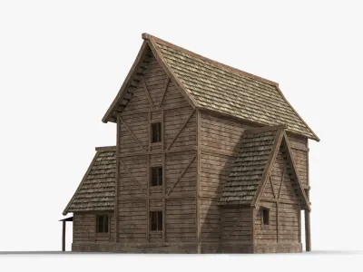 Medieval house x27 Low-poly 3D model