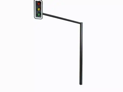 Main Road Traffic Light Low-poly 3D model