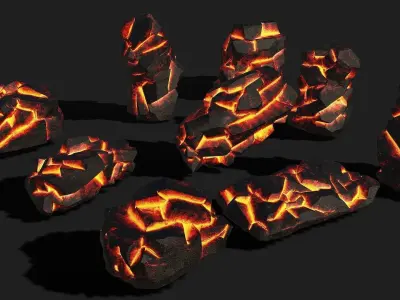 Mountain lave Rocks - PBR Pack 14 Low-poly 3D model