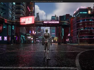 SCIFI CYBERPUNK FUTURISTIC CITY SCENE WITH ALL THE ASSET 3D Model Pack