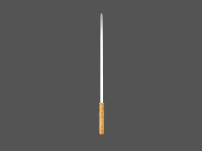 Barbecue Steel Needle v1 001 Low-poly 3D model