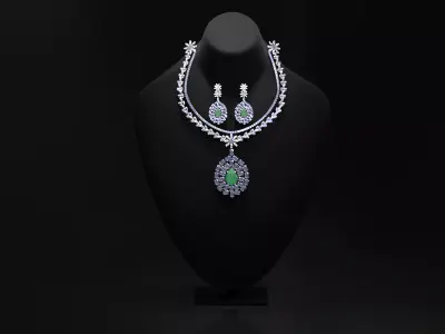 Mughal necklace and Earring 3D model