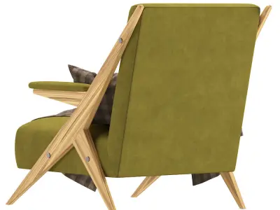 Italian Modernist Lounge Chairs Velvet 1960s 3D model