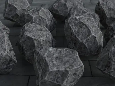 Stone 12 pieces 3 color Low-poly 3D model