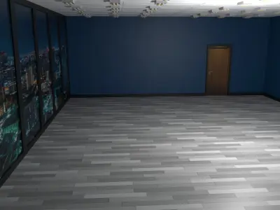 empty room with night city Low-poly 3D model