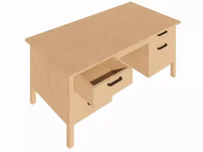 Modern Wooden Executive Office Desk with Drawers 3D model