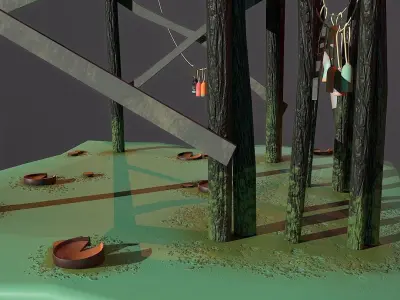 3D fishermans house Low-poly 3D model