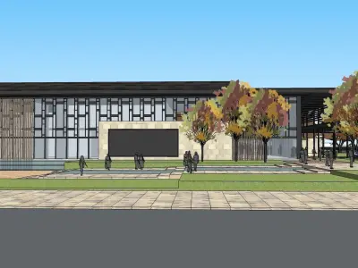 educational building glass facade sketchup model 3D model