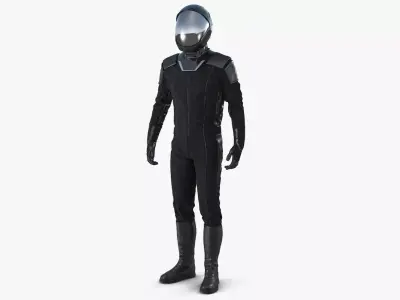 Sci-Fi Space Suit Black Standing Pose 3D model