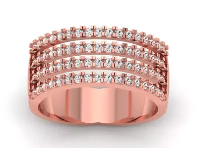 Solitaire Wedding Engagement Women Band Rings 4 Band Ring 3D print model