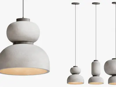 Japandi Lantern Shaped Pendant Light 3D model