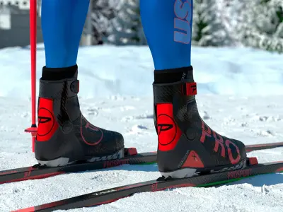  Biathlon Athlete with Equipment Rigged 