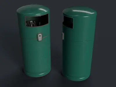 Street Trash Can 5 PBR Game Ready Low-poly 3D model