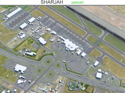 Sharjah Airport 10km Low-poly 3D model